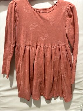 H&M Dusty Rose Long Sleeve Casual Dress with Subtle Print
